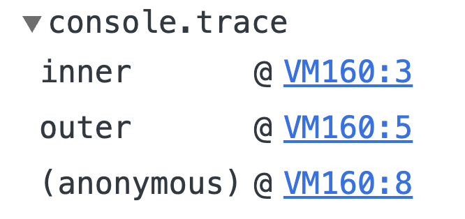 JavaScript console trace