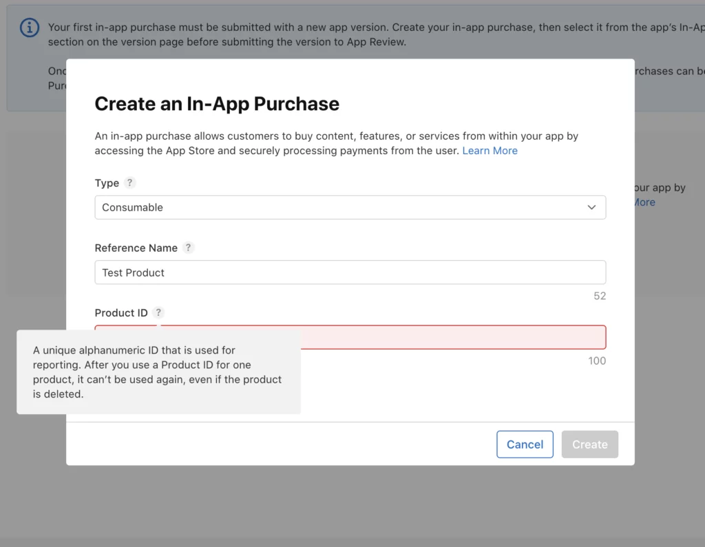 iOS In-App Purchases Create
